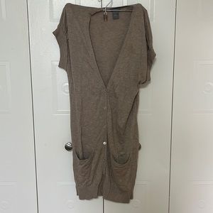 Ann Taylor Tan Button Down short sleeve Cardigan